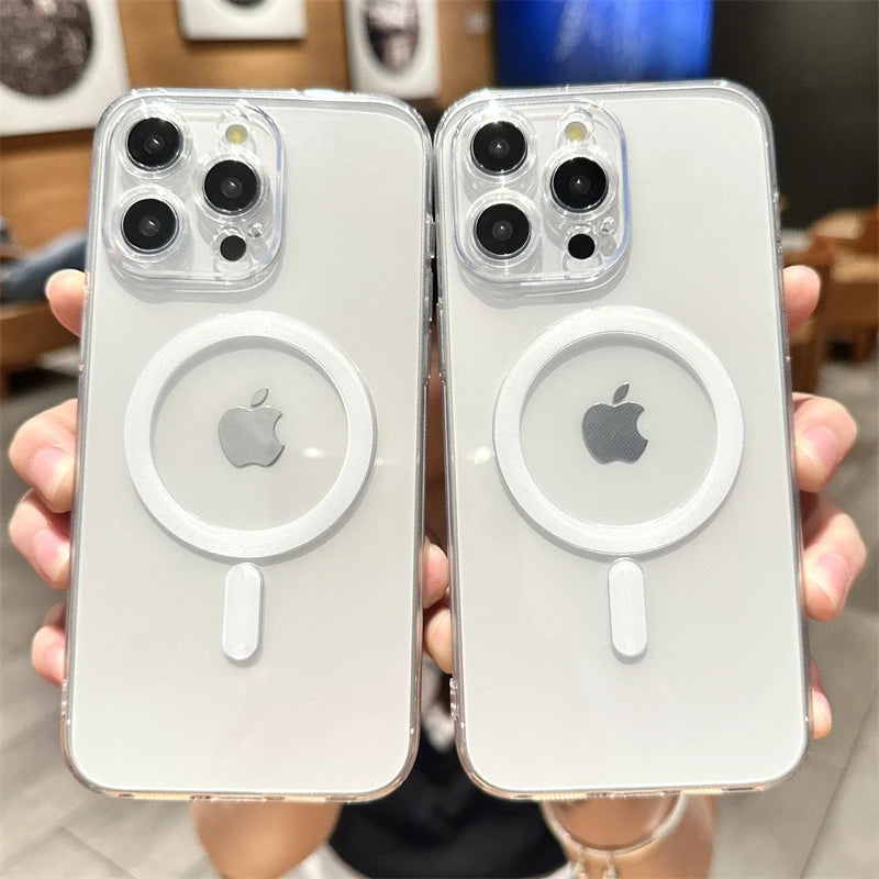 Strong Magnetic Magsafe Wireless Charging Case For iPhone 16 16E 15 14 13 12 11 Pro Max Plus Mini Hard Acrylic Silicone Cover