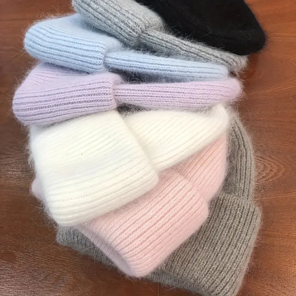 Women's Winter Hats Fashion Warm Bean Hats Solid Color Adult Hats Cute Knitted Hats Baotou Hats Autumn/Winter