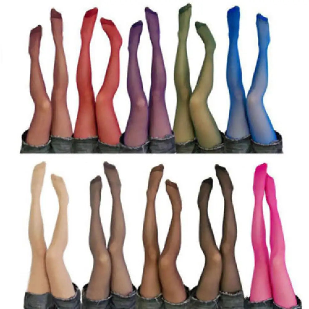 Plus Size Pantyhose Women Sexy Fashion Candy Color Sheer Velvet Tights Stockings Long Pantyhose Leggings
