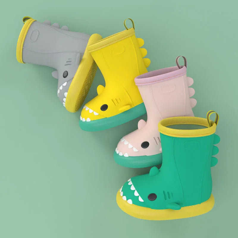 Children Baby Rain Boots Waterproof Rainshoes Cartoon Shark Todller Kids Shoes Boys Girls Water Shoes Soft Sole Anti-Slip