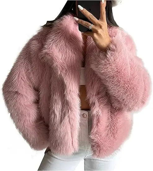 European and American Autumn and Winter New Faux Fur Coat Plus-size Women's Top Anti-fox Fur Lapel, Short Faux Fur Style Outcoat