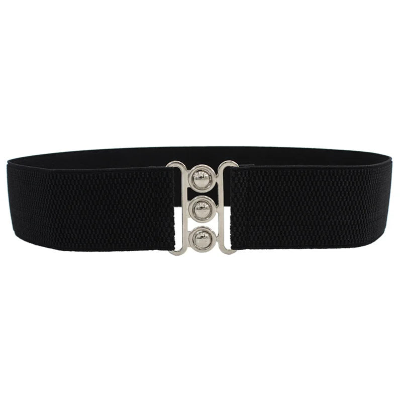Women's Elastic Pair Buckle Belt Elastic Wide Belt Cummerbund Strap Belt Waist Decorative Waistband For Dresses Solid Color