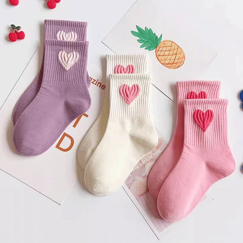 Girls Mid-Calf Socks 1-14 Years Quick-Dry Polyester High Elasticity Anti-Wrinkle Athletic Non-Slip 5Pairs