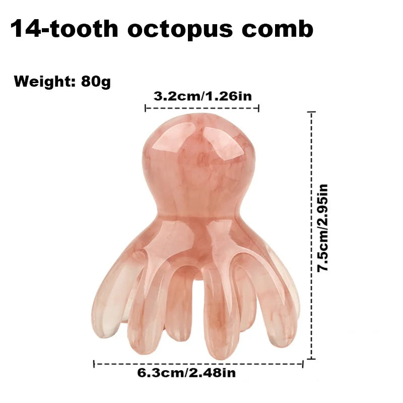 Octopus Massage Comb 8/14 Tooth Resin  Korean Hair Care Acupressure Stress Relief Anti-Hair Loss Portable Head Massager for Home