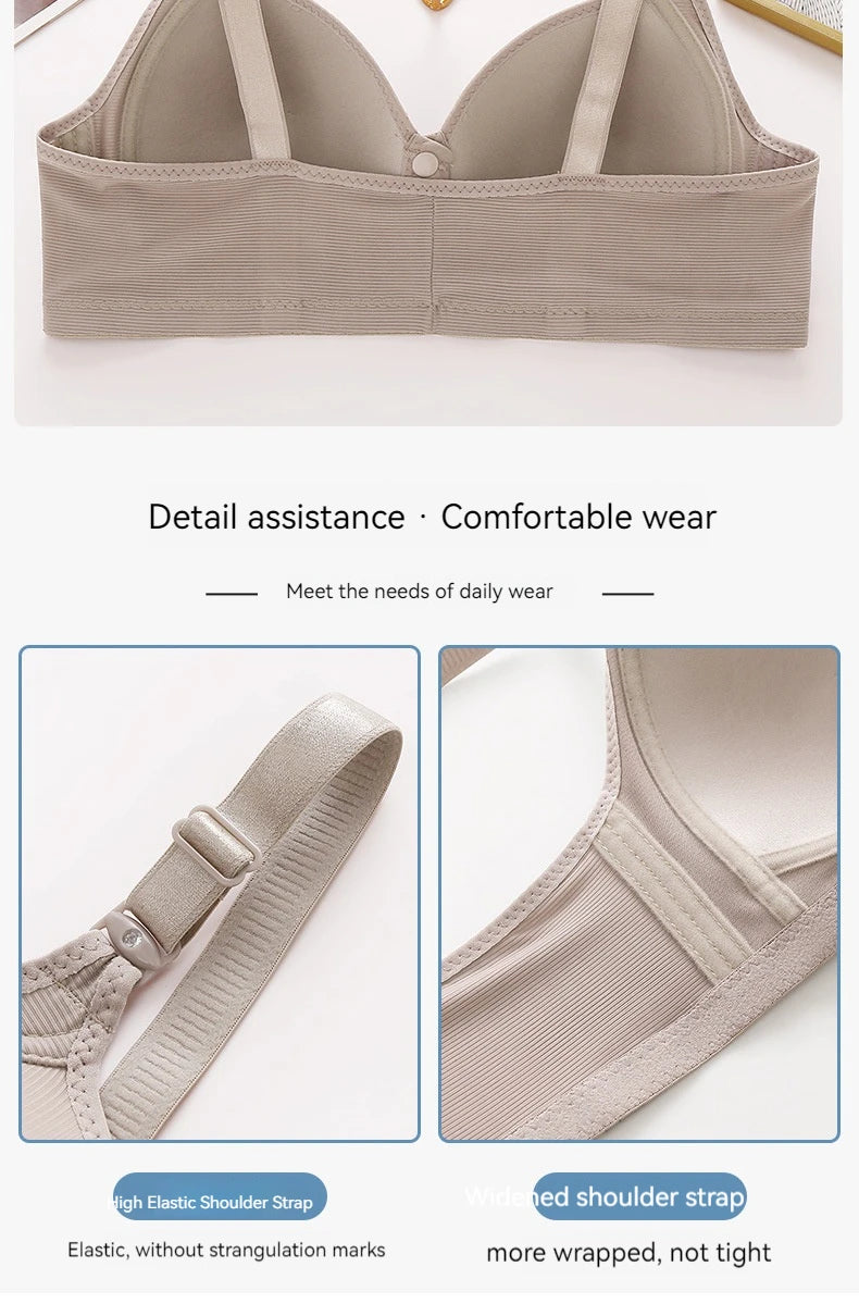 New Front Button Type Sexy Brassiere Anti-sagging Gathered No Steel Ring Ladies Mother Large Size Thin Section Underwear Bra