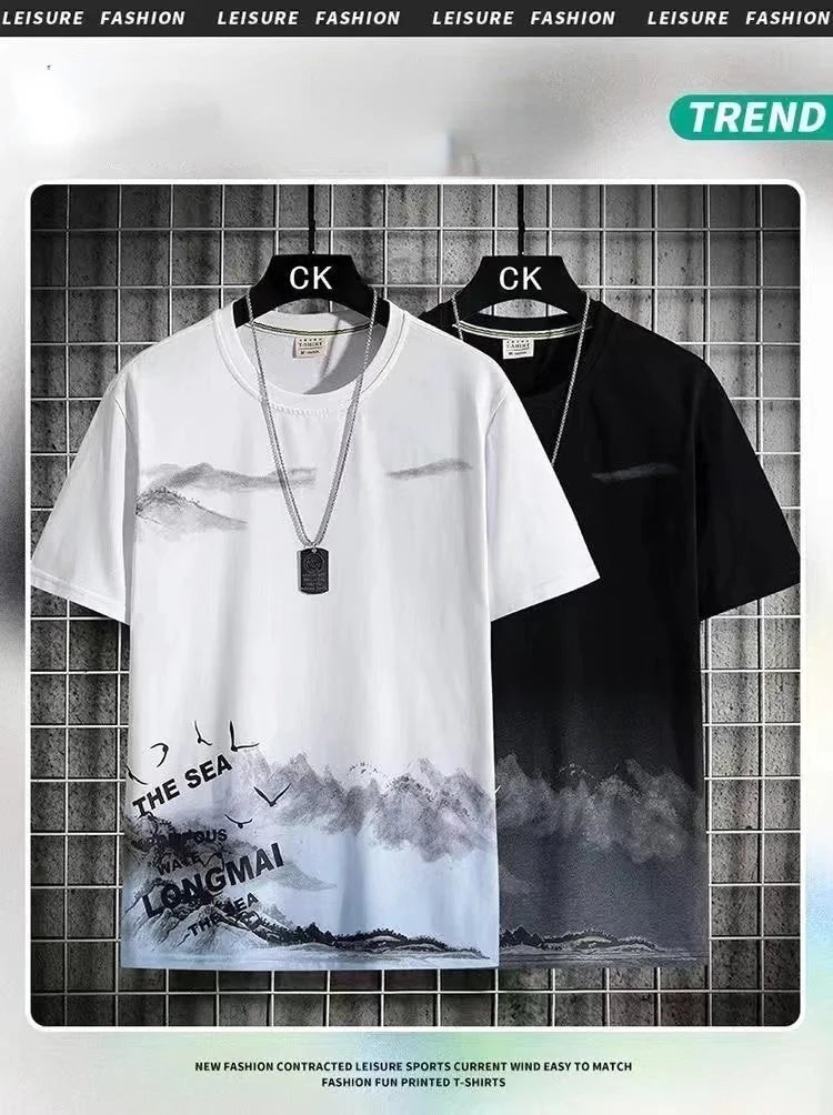 Trendy Suits for men  Men's Summer Shorts Set Gym Outfit Student Short Sleeve Tee 2 Piece Set Tracksuits Men Casual Men Clothing