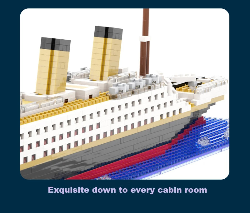Small Particle Building Block Assembly Toy Titanic Giant Boy Girl Puzzle Cruise Ship Brick Model Kit Desltop Birthday Gift Child