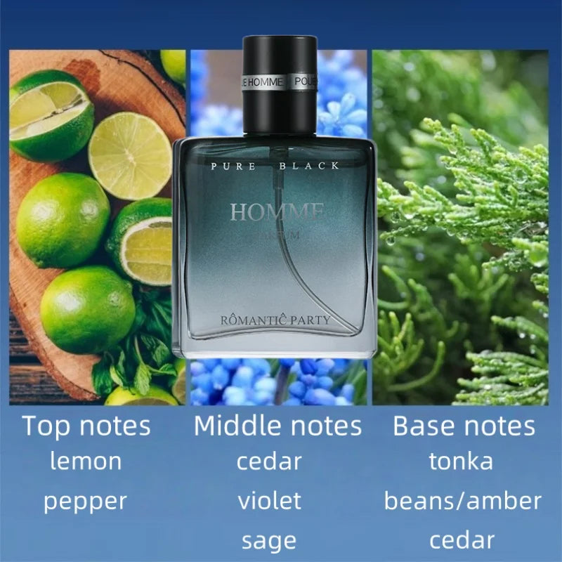 Man Perfumes Classic Pure BLUE Black EAU DE PARFUM Pheromone Perfume Azure Fragrance Body Spray for Men Gentlemen Attract Women