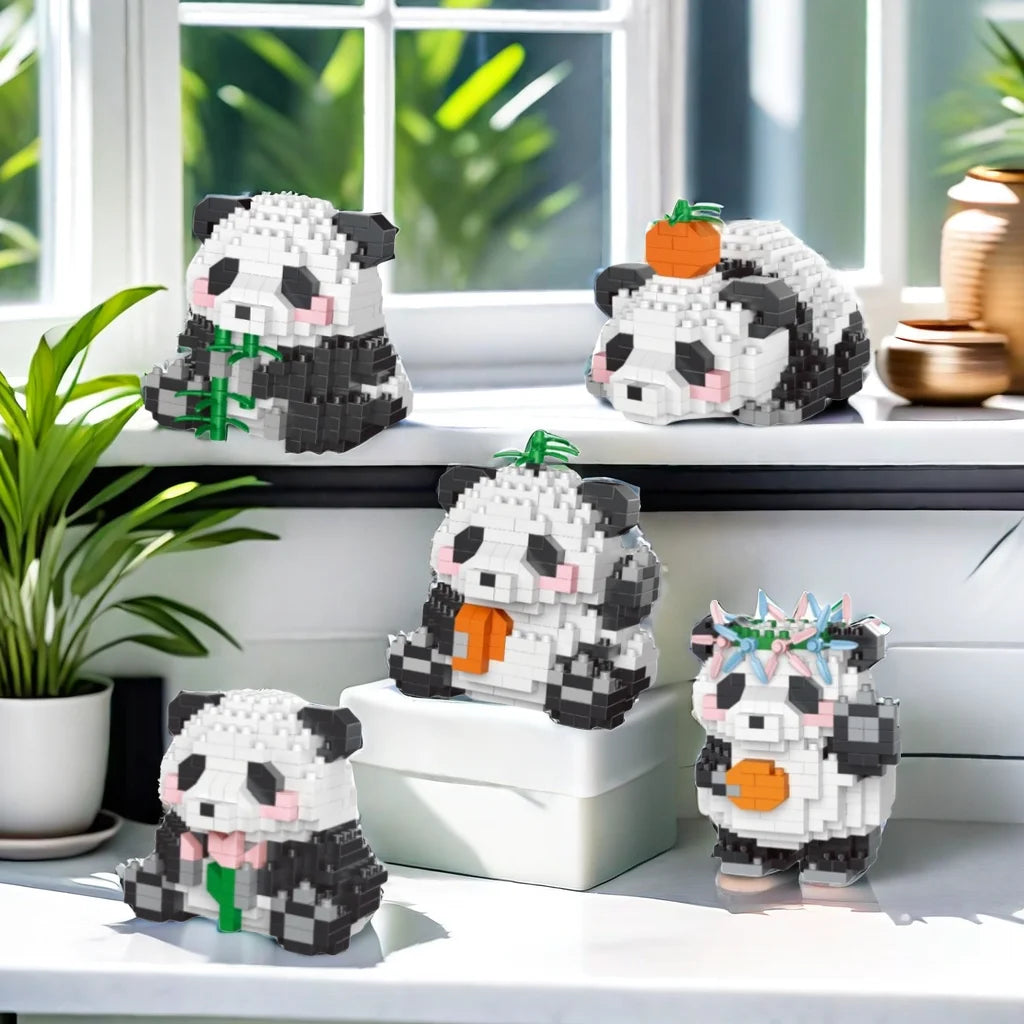 Adorable Panda-Shaped Building Blocks Toy Set: Ideal Desktop Decoration, Holiday Gift, Panda Lover's Delight, Joy for Children
