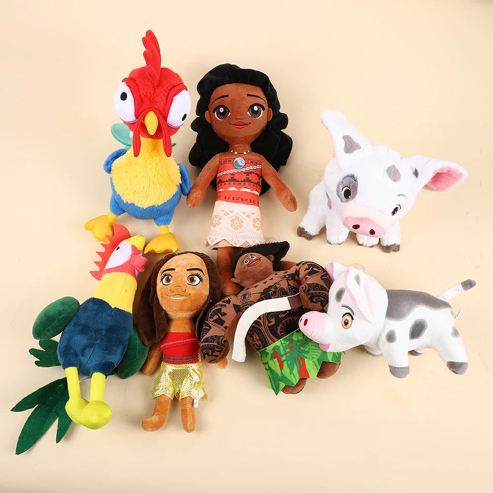Gilrs Princess Moana Wig and Necklace Flower Clip Dress Up Set Halloween Vaiana Costume Accessories Moana Pet Pig and Cock Toys