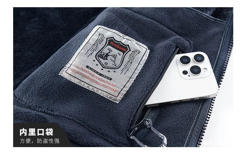 Men's Autumn Winter Fleece Jacket European-Style Hooded Warm Outdoor Thickened Couples' Coats New Arrivals