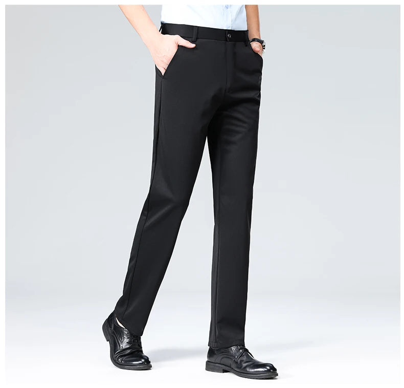 29-42 Men's Summer Thin Fashion Business Casual Suit Pants Long Pants Men's Elastic Straight Sleeve Formal Pants Plus Size