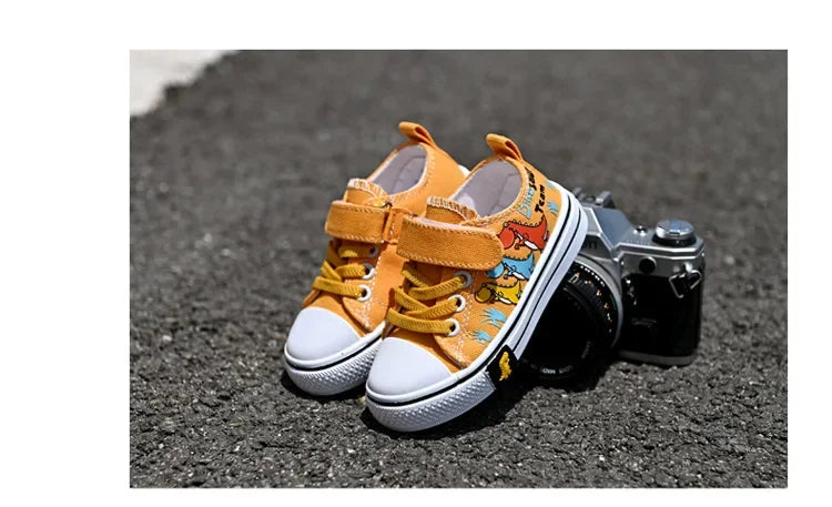Children Casual Shoes Boys Canvas Shoes Kids Sneakers Cartoon Dinosaur Dino Fashion Classic School Students Girls Shoes Soft New
