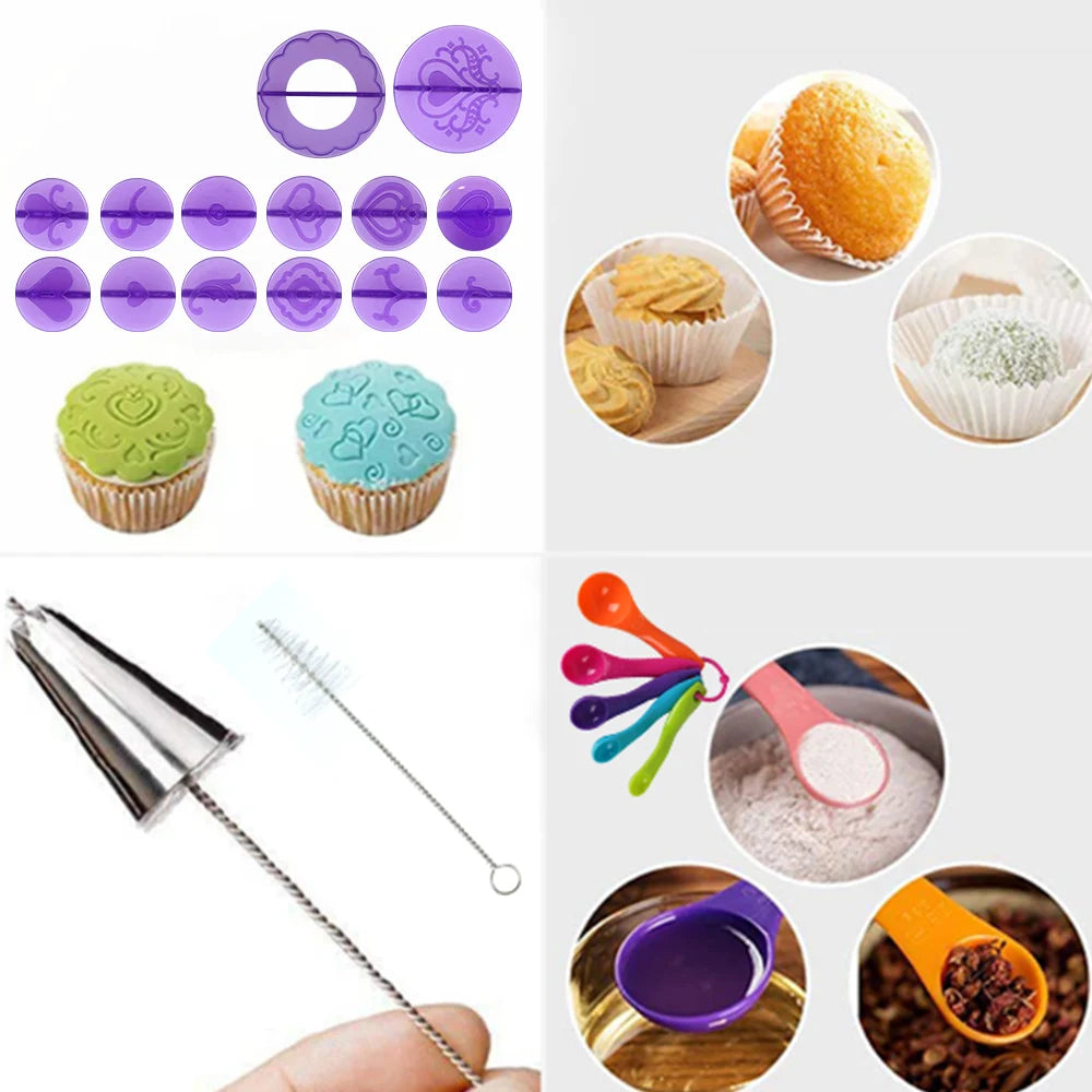 137Pcs Cake Decorating Tools Kit Pastry Turntable Kit Piping Nozzle Piping Bag Set Rotating Stand Baking Tools Accessories Bak