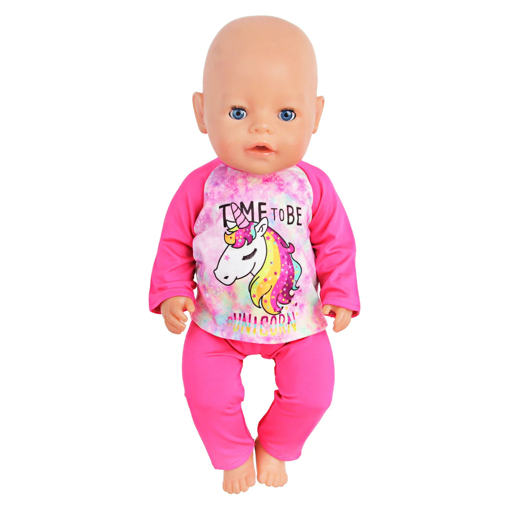 Doll Clothes Pajamas  For 43cm Baby New Born&American 18 Inch Girl Doll Unicorn Shark Cartoon Clothes Suit For Generation Doll