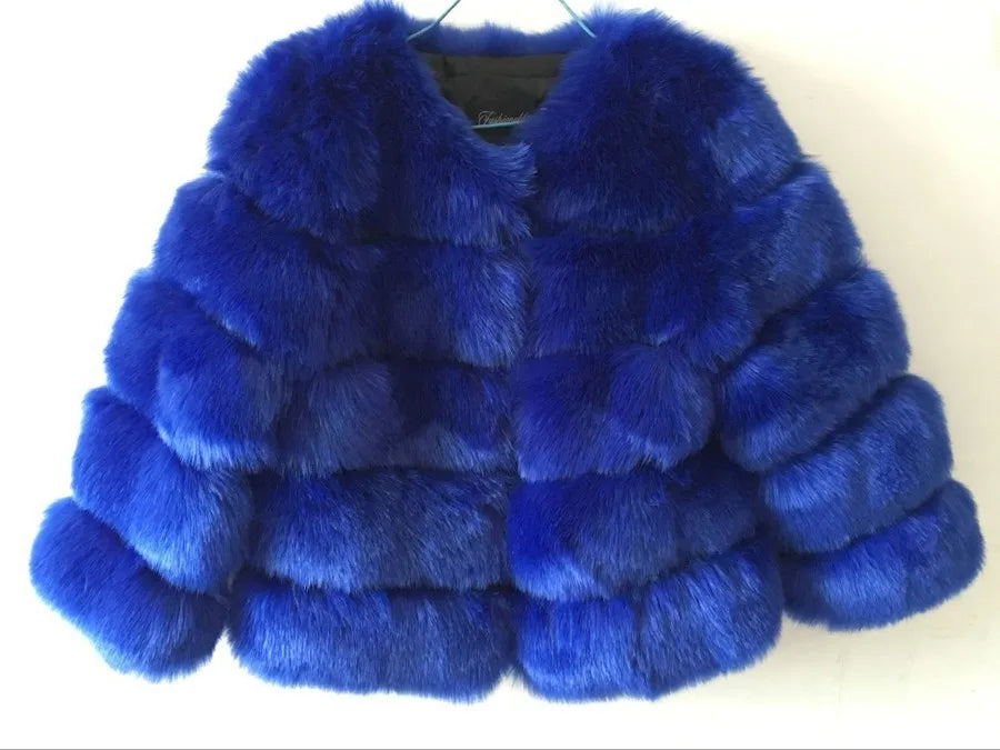 Women Autumn Winter Imitation Fox Fur Faux Fur Coat Women's Short Long Sleeve Fur Artificial Fur Coat