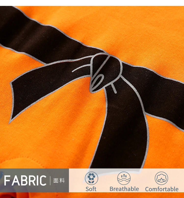 Baby Spring and Autumn Boys and Girls Long sleeved Anime Orange Training Suit Casual All Cotton Bodysuit