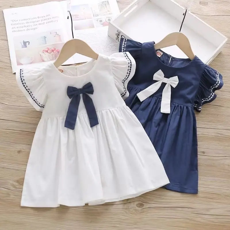 Summer Girls' Short Sleeve Lace Princess Dress Baby KidsVestidos Girl Party Dress Baby Net Yarn Clothes 2025 New 2 3 4 5 6 T