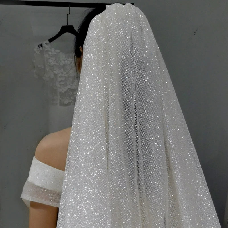 Champagne/White/Ivory Bridal Veil Cathedral Length Highlights Webveil Wedding Accessories