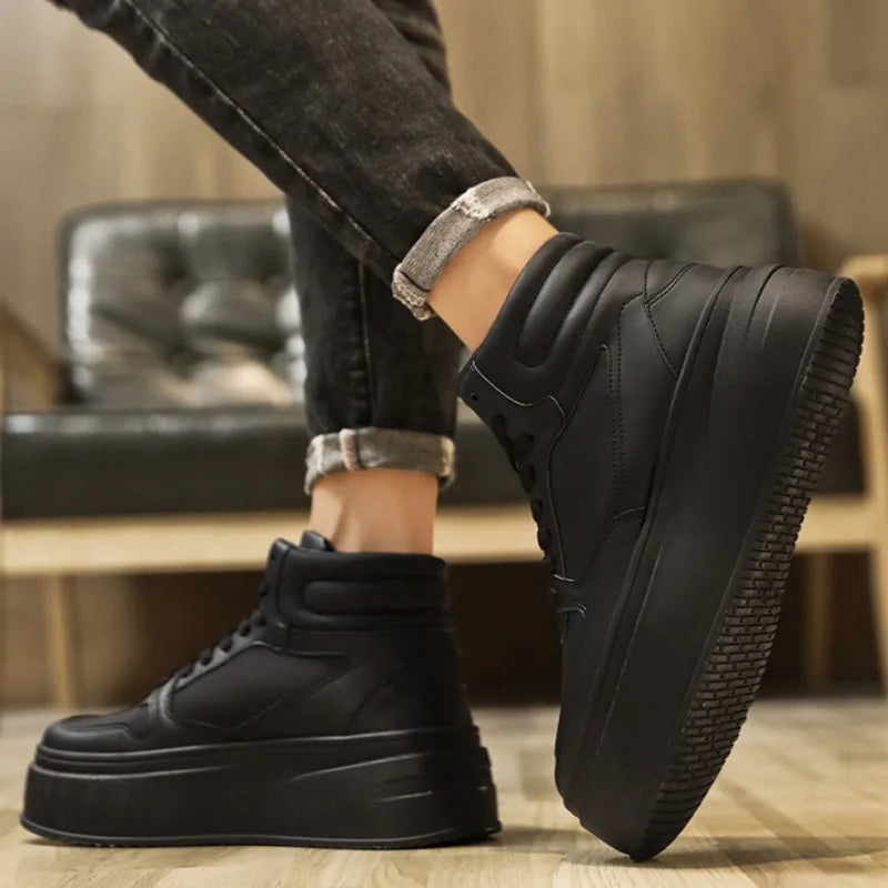 Men's Shoes Spring White Platform Comfortable Casual Shoes Man Trend Anti Slip Sneakers 2025 Fashion Thick Soled Shoes Zapatos