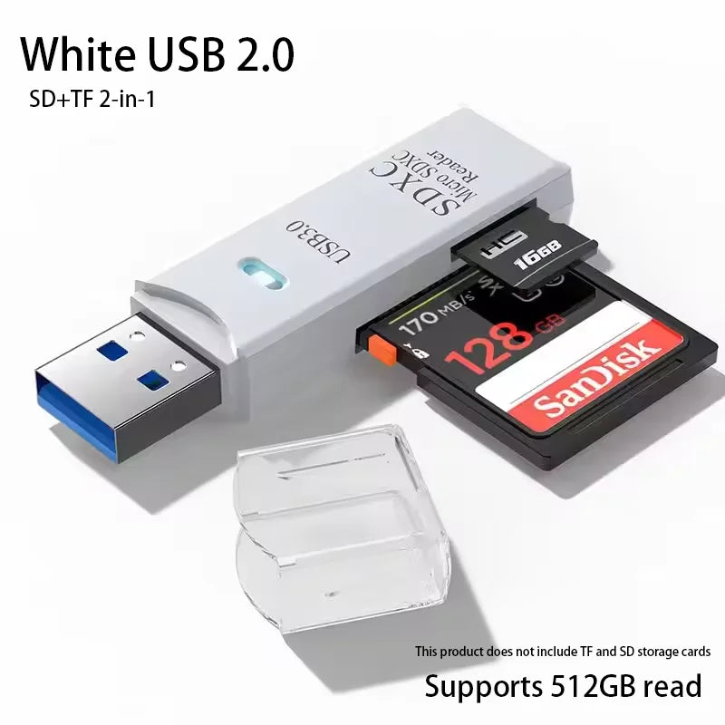 2-in-1 Multi Functional USB 3.0 Card ReaderMicro SD TFMemoryCardReaderUSBFlashDrive CardreaderAdapter For PCLaptops Accessories