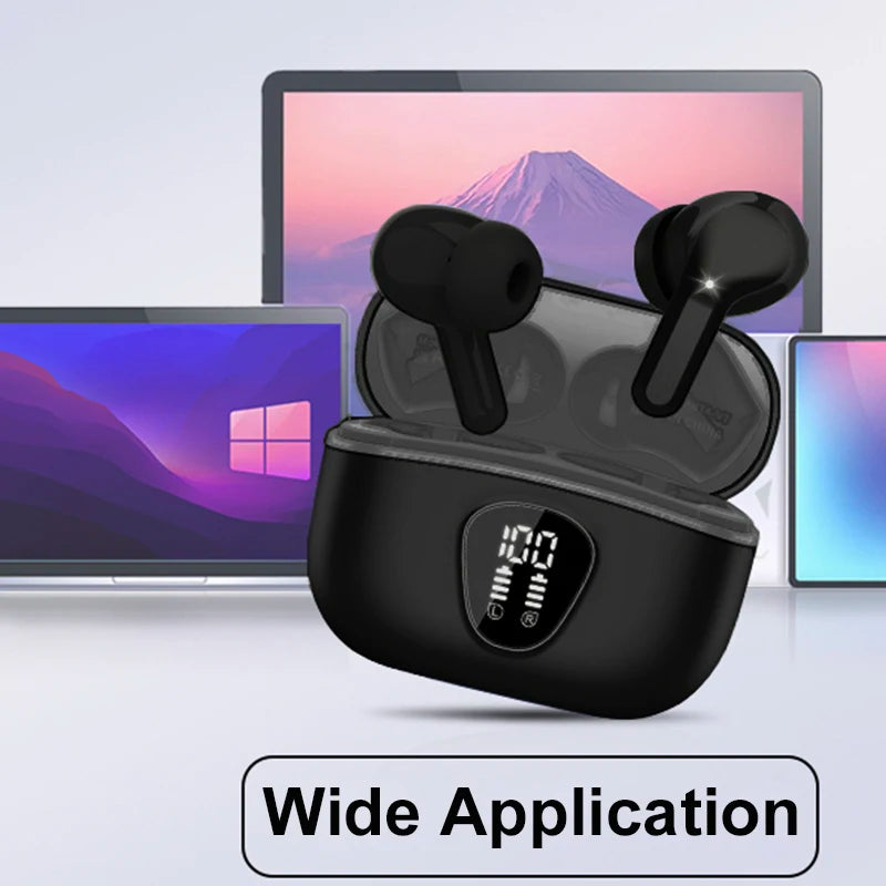 Wireless Ear Buds BT5.4 with LED Display IP7 Earphones HiFi Stereo Earbuds ENC Noise Cancelling Headphones with 48H Play Time