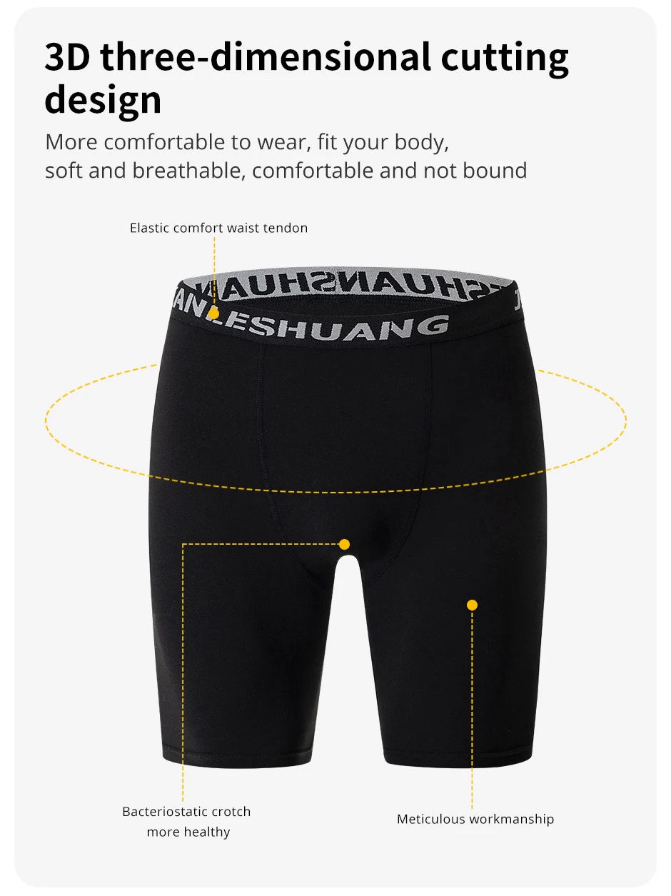1/5 Pcs Men's Plus Size Black And White Long Sports Underwear Running Fitness Basketball Football Elastic Waist Shorts Teenagers