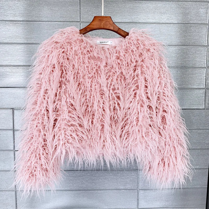 Faux Fur Plush Coat – Soft Shaggy Statement Jacket