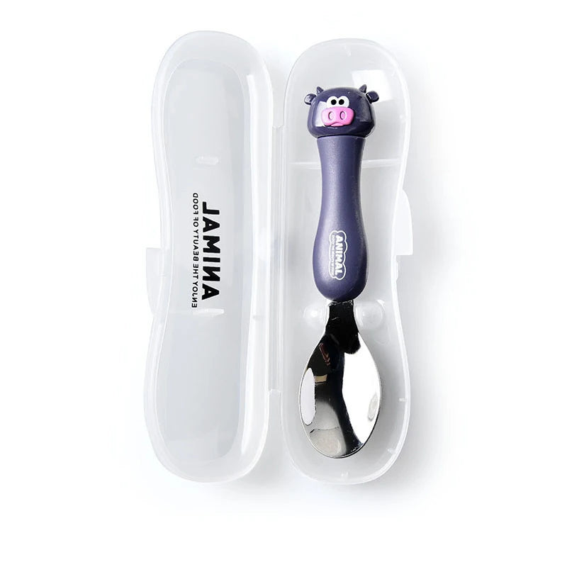Cartoon Animal Kids Spoon and Fork Set Dessert Spoon for Children Fork Baby Tableware Gadgets Children's Cutlery Kids Favours