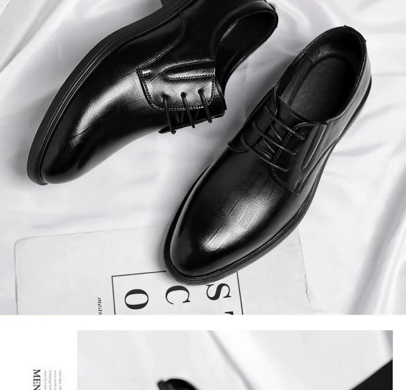 3 6 8cm Heel Men's Dress Shoes New Designer Cow Leather Increase Casual Spring Autumn Black Platform Wedding Shoes Male