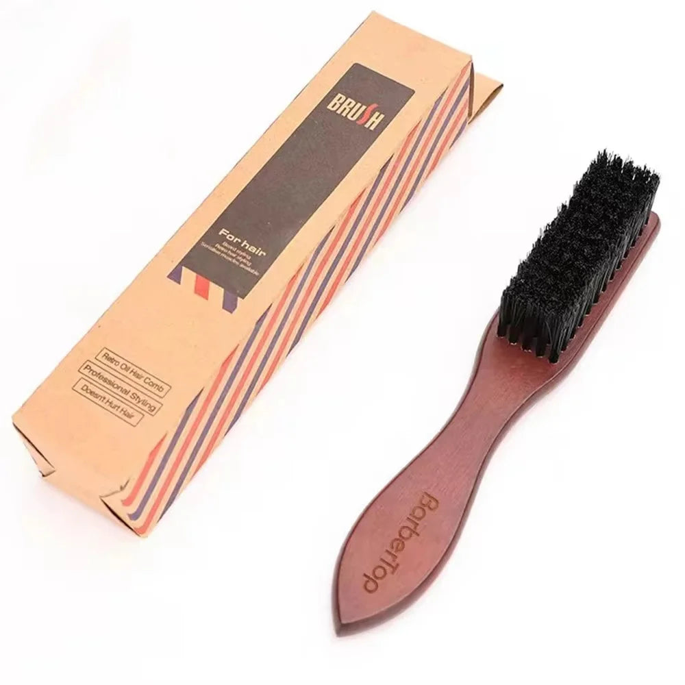 Hairdressing Wooden Handle Boar Bristle Cleaning Brush Soft Beard Cleaning Brush Men Barber Beard Shaving Styling Tools