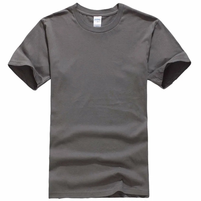 Summer 100% Cotton T Shirts Mens Casual Short Sleeve Solid Cotton Crew Neck Soft T-Shirts Basic Men's Loose Fit Tee Shirt Tops