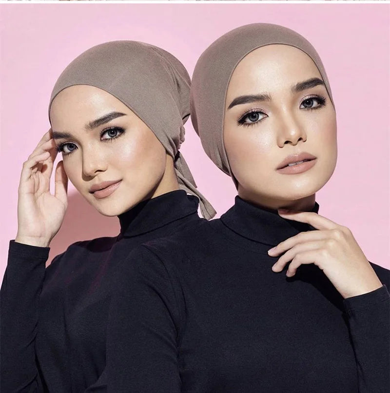 New Soft Modal Muslim Turban Hat Inner Hijab Caps Islamic Underscarf Bonnet India Hats Female Headwrap Turbante Mujer