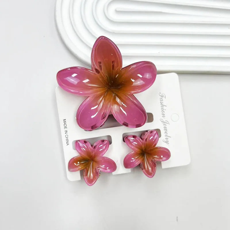 3Pcs/Set Sweet Flower Colroful Gradient Hair Claws Ponytail Cip Clamp Barrettes Hairpins For Women Girl Beach Hair Accessories