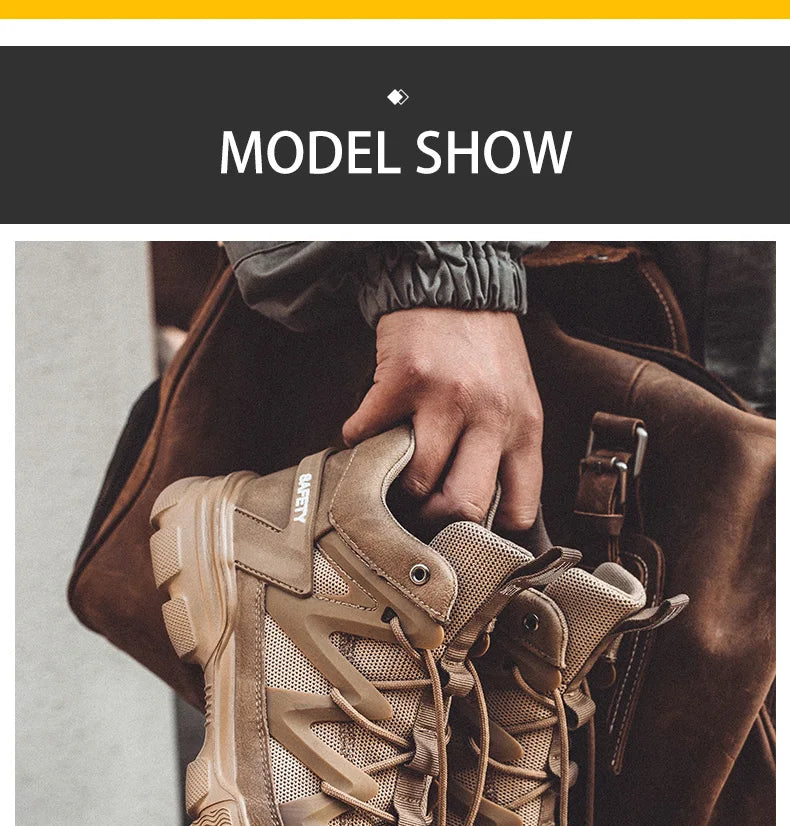 Work Safety Shoes Men's Safety Boots Anti-smash Work Shoes With  Plastic steel head Shoes Men Work Boots Anti-stab Safety Sneake