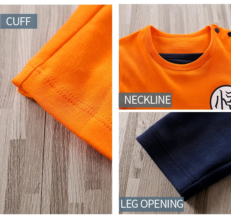 Baby Spring and Autumn Boys and Girls Long sleeved Anime Orange Training Suit Casual All Cotton Bodysuit
