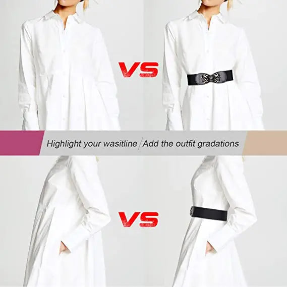 Women Wide Elastic Waist Belt Vintage Stretchy Waistband for Ladies Dresses