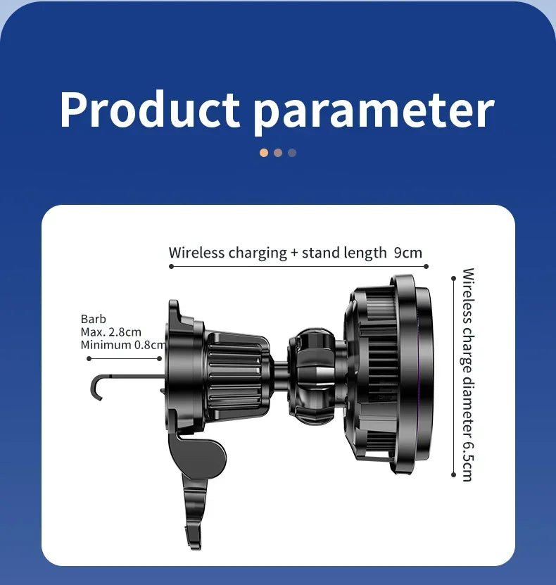 30W Ice Cooling Magnetic Wireless Car Charger Fast Charging Station for iPhone15 14 13 12 Pro Max MacSafe Car Phone Holder Stand