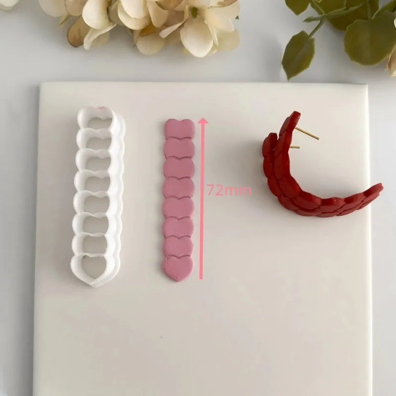 Valentine's Day Love Overlay Strip Polymer Clay Cutters Skinny Hearts Ceramic Earring Pendant Jewelry Pottery Clay Making Tools