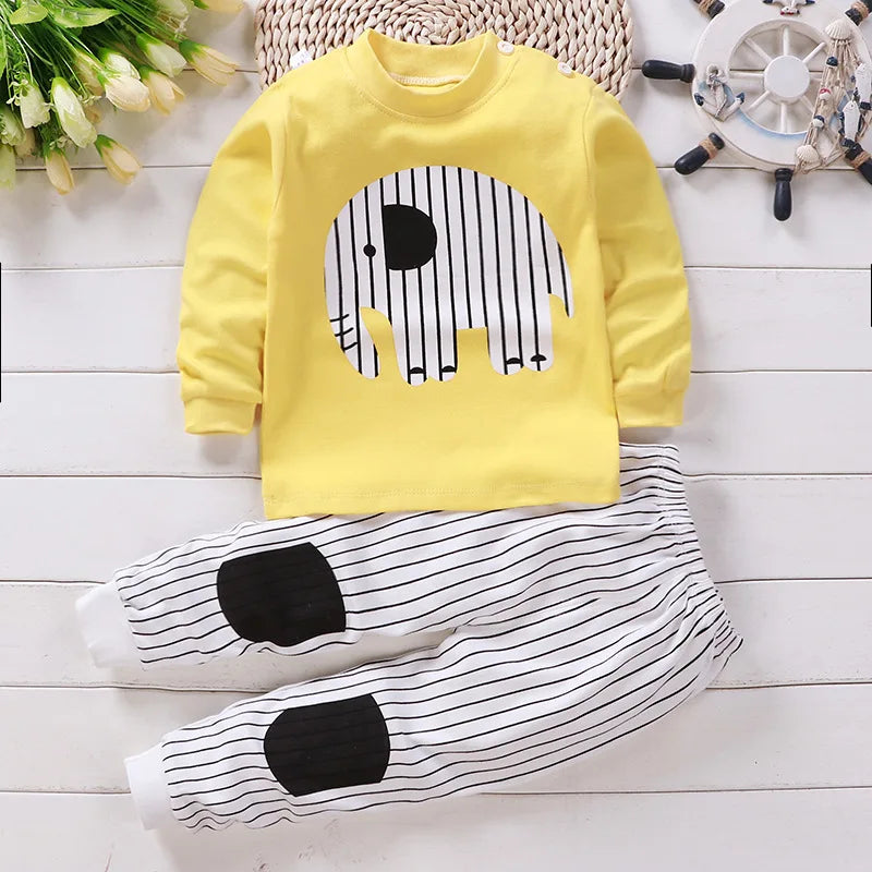 Autumn Sleepwear Pajamas For Girls Boys Long Sleeve Tops+Pants Suits Fashion Home Clothing Sets Baby Kids Loungewear Costume