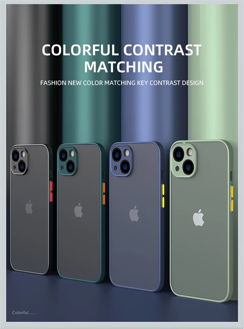 Jingjia Armor Bumper Shockproof Case For iPhone 15 11 12 13 Mini 14 Pro XR X Xs Max 7 8 Plus SE 2020 Silicone Hard Cover Capa