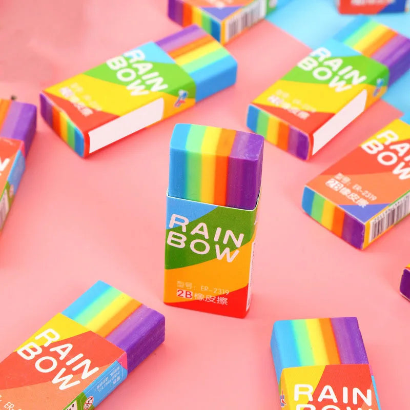 1 Piece Lytwtw's Cute Kawaii Creative Rainbow Eraser Rubber Stationery School Supplies Novelty Lovely Eraser