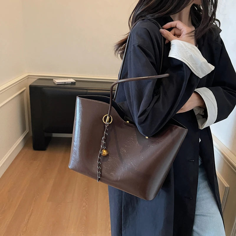 2025 Fashion Tote Bags for Women Versatile Commuting Women's Handbags PU Hasp Large Capacity Shoulder Bags High Quality