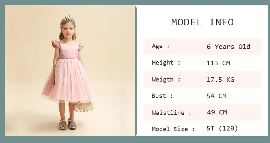 Toddler Girl Flower Birthday Tulle Dress Backless Bow Wedding Gown Kids Party Wear Princess Pink Outfit Baby Girls Bowknot Dress