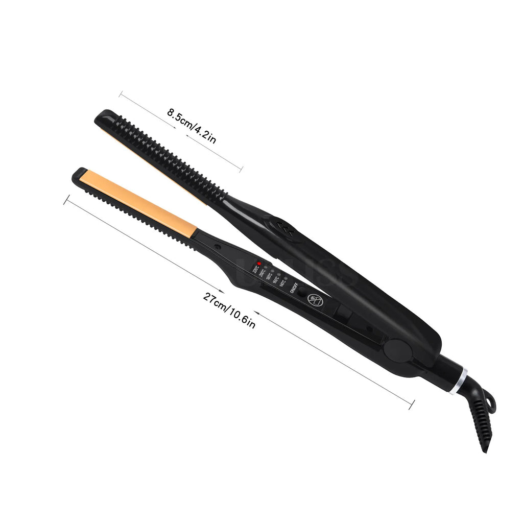 2-in-1 Professional Hair Straightener and Curling Iron Mini Ceramic Straightener with Adjustable Temperature Small Flat Iron