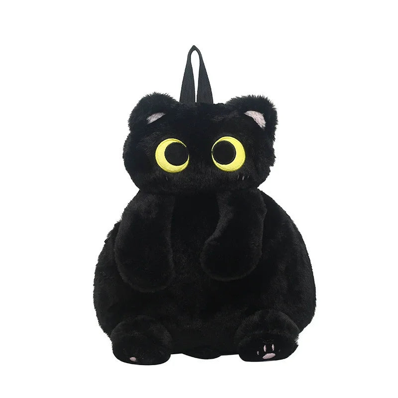 33cm Kawaii Big Eyes Cat Plush Toy Black Backpack Cute Large-capacity Stuffed Animal Bag Boys Girls Women Soft Toy Backpack Gift