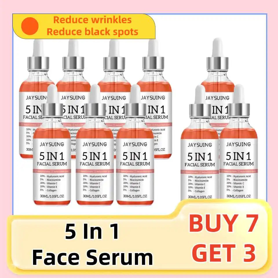 1/2/3/5/10Pcs 5 In 1 Hyaluronic Acid Face Serum Moisturizing Vitamin C collagen Lightning Facial Serum Shrink Pores Skin Care
