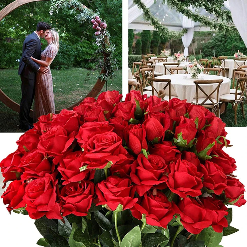 Artificial Flowers Silk Rose Festival Home Decor Bonsai Room Table Wedding Wreath Bridal Bouquet Outdoor Yard Garden Diy GiftBox