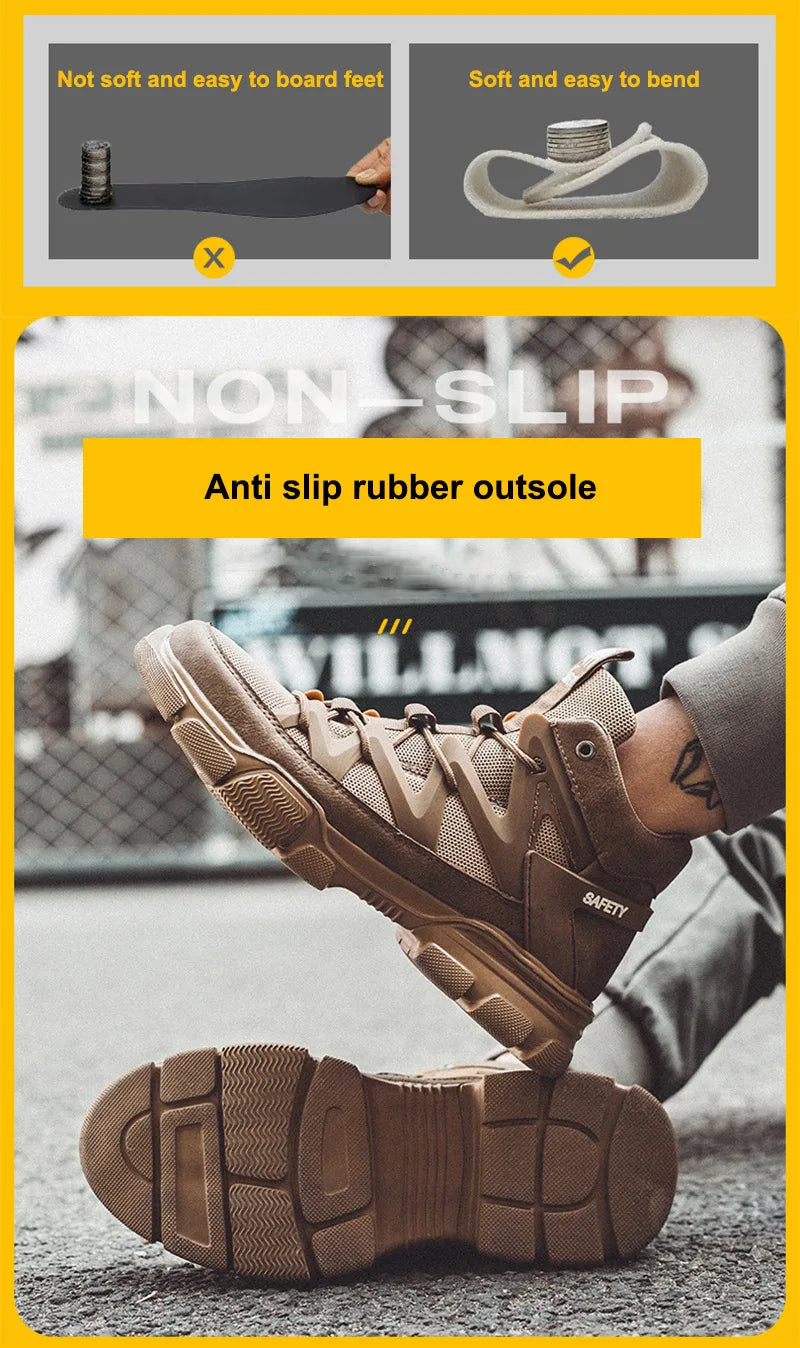 Safety Shoes Universal Breathable Outdoor Work Boots Steel Toe Anti-smash Puncture Proof Working Protective Sneakers for Men