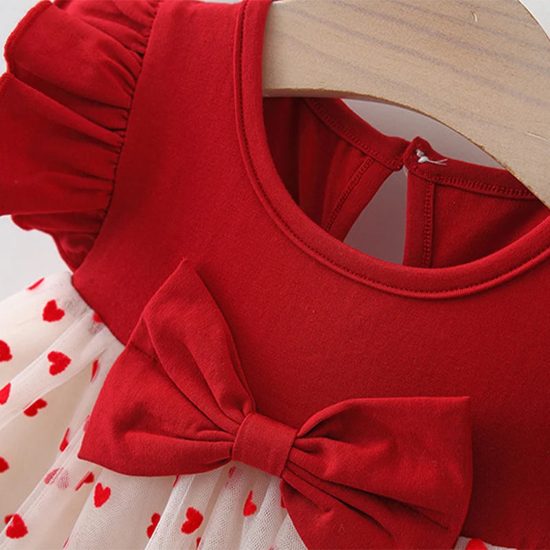 (0-3 Years Old) Summer Baby Girl Bow Flying Sleeves Princess Dress Girl Korean Edition Little Love Birthday Dress
